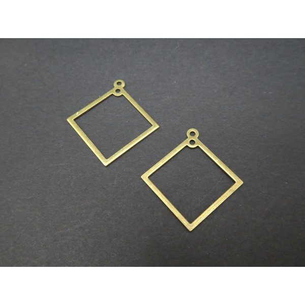 2 Connecteurs, chandeliers géométriques forme losange 26*24mm bronze - Photo n°1