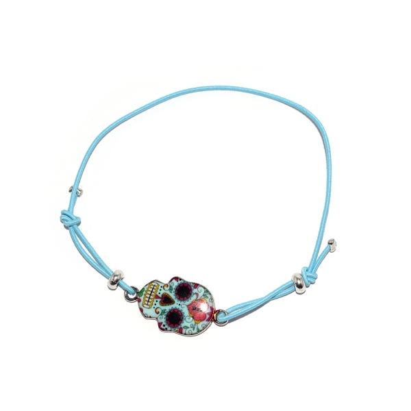 Kit DIY bracelet élastique Calavera bleu - Photo n°1