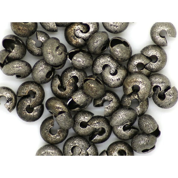 50 Couvres Perles à écraser Noir en Laiton - Photo n°1