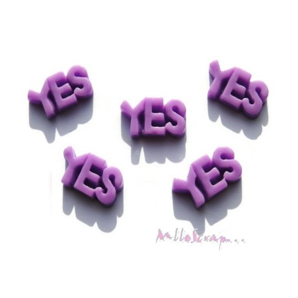 Cabochons yes résine violet - 5 pièces - Photo n°1