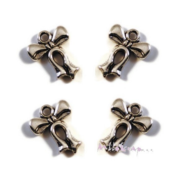 Breloques petits nœuds métal argenté - 5 pièces - Photo n°1