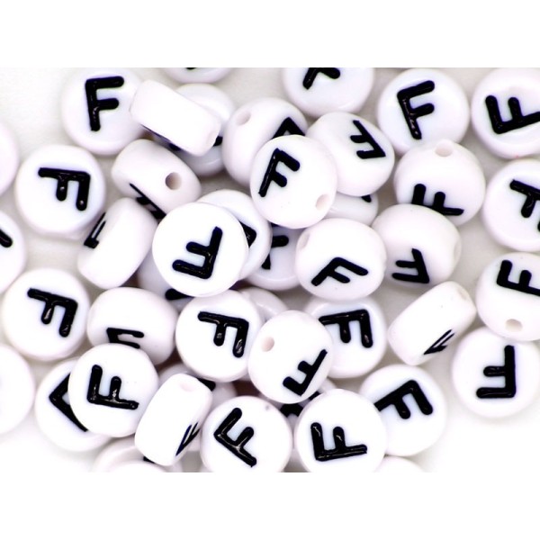 50 Perles Alphabet Lettre - F - Photo n°1
