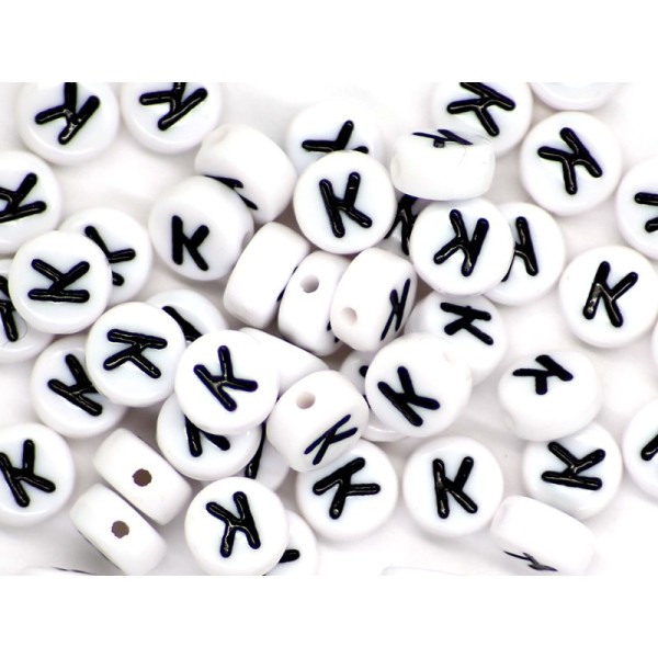 50 Perles Alphabet Lettre - K - Photo n°1