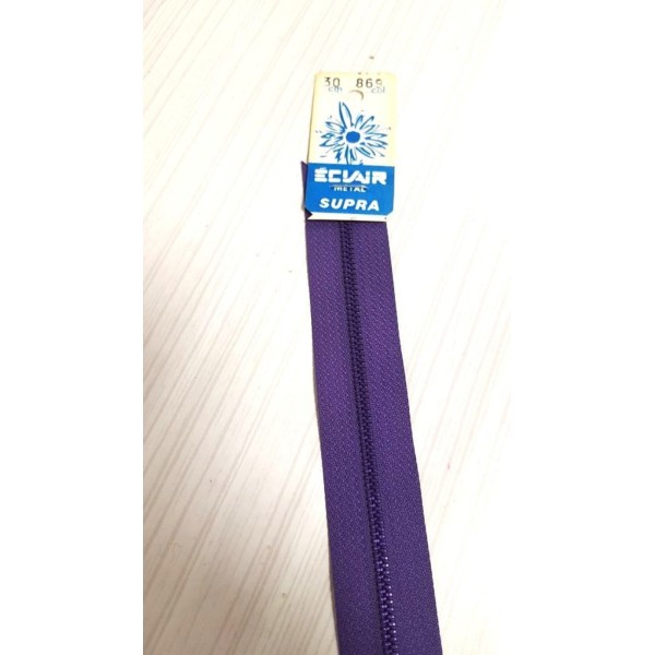 Fermeture éclair 30cm violet (869) non séparable - Photo n°1