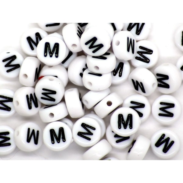 50 Perles Alphabet Lettre - M - Photo n°1