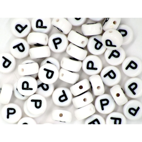50 Perles Alphabet Lettre - P - Photo n°1