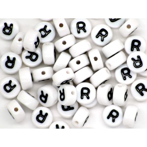 50 Perles Alphabet Lettre - R - Photo n°1