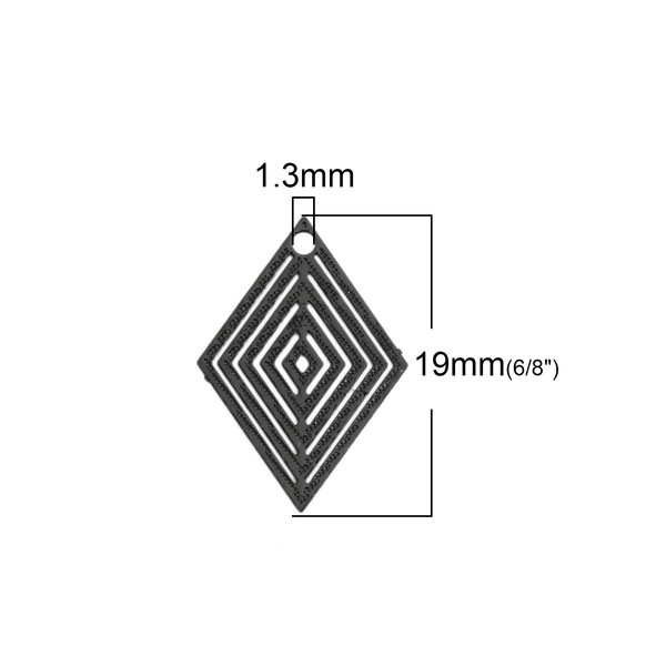 PS110146628 PAX de 20 Estampes pendentif filigrane Petit Losange Noir 20 par 18mm - Photo n°1