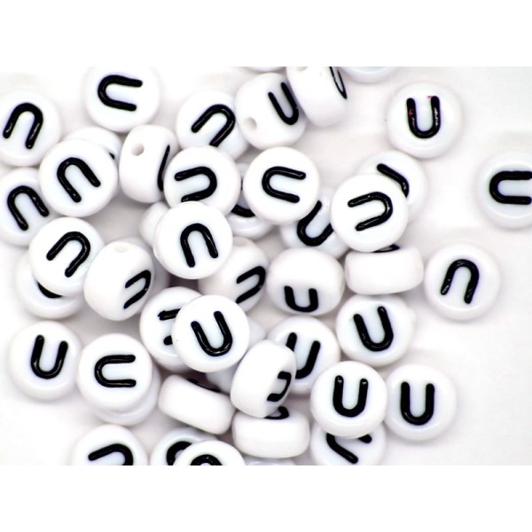 50 Perles Alphabet Lettre - U - Photo n°1