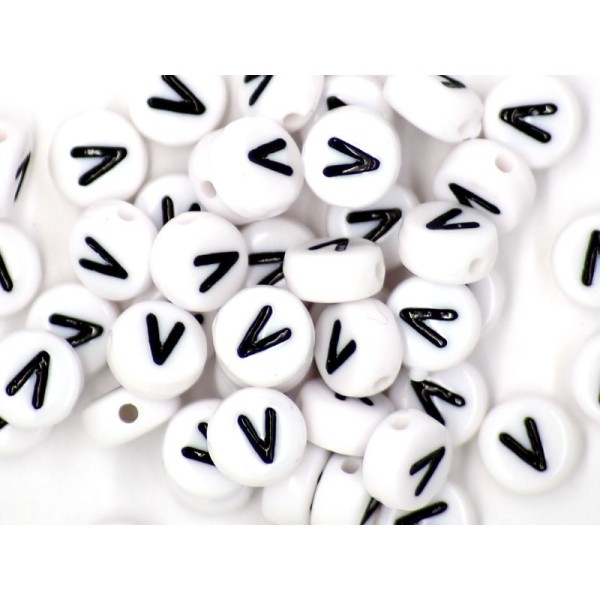 50 Perles Alphabet Lettre - V - Photo n°1
