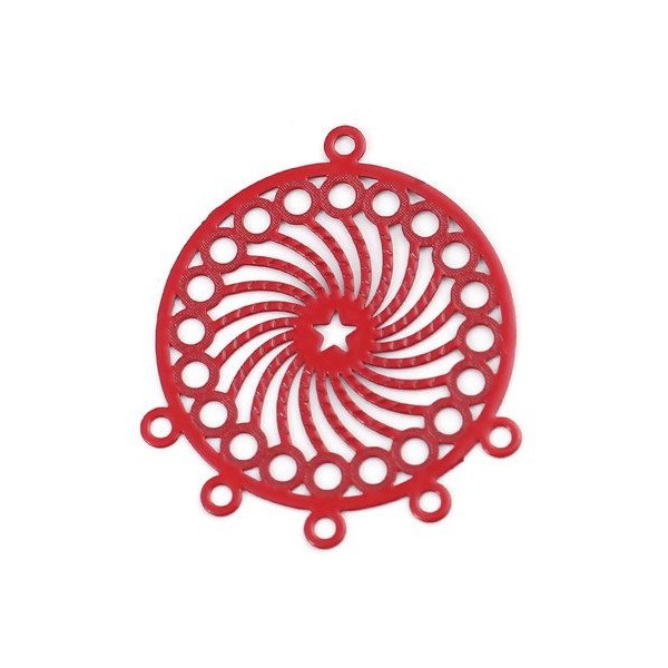 PS110206753 PAX de 5 Estampes pendentif chandelier filigrane Mandala Rouge - Photo n°2