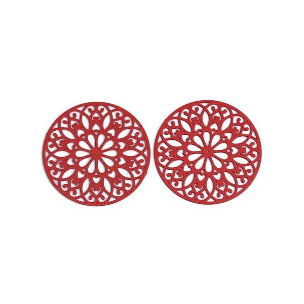 PS110200253 PAX de 5 Estampes pendentif filigrane Mandala 25mm Rouge - Photo n°1
