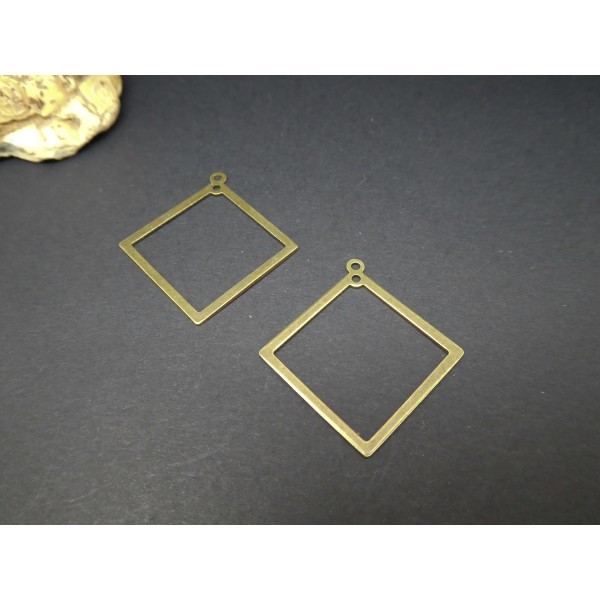 2 Connecteurs, chandeliers géométriques forme losange 33*30mm bronze - Photo n°1