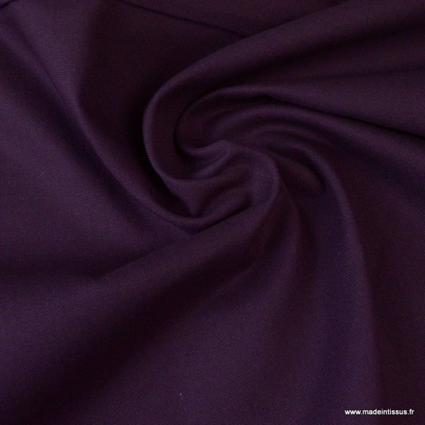 Tissu demi natté coton Prune - Photo n°1