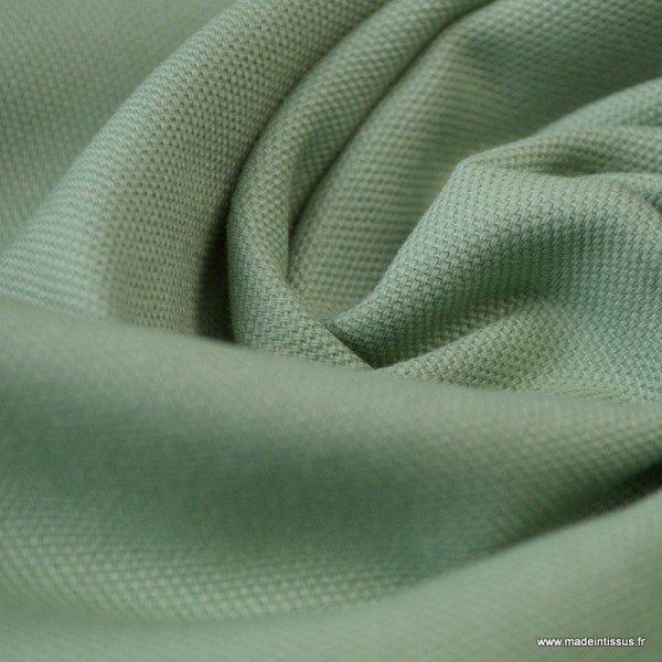 Tissu demi natté coton vert Céladon - Photo n°3
