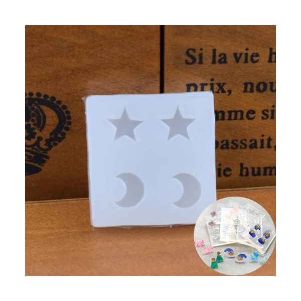 Half Moon Star Stud Boucles d'oreilles Bijoux, 3D en Silicone de Chocolat Savon Gâteau de Cire, la G - Photo n°1