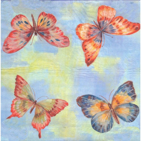 4 Serviettes en papier Papillon Format Lunch Decoupage Decopatch L-473140 IHR - Photo n°1