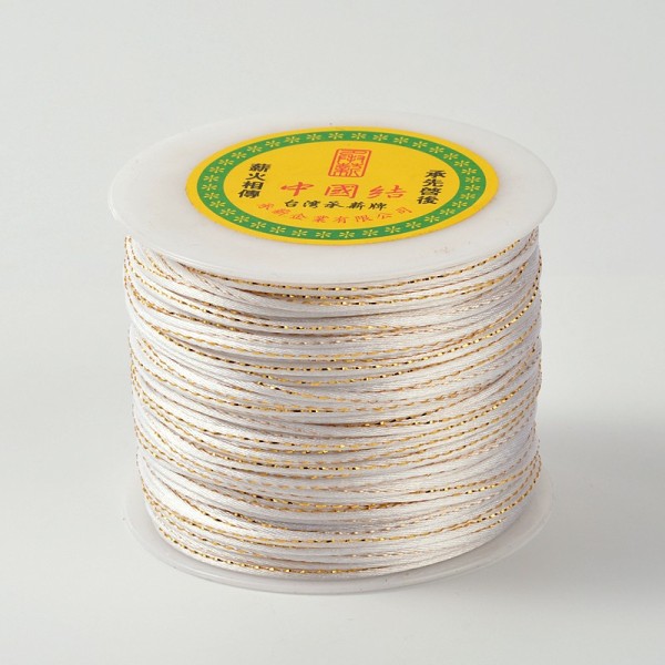 Cordon polyester 2 mm blanc et doré x 1 m - Photo n°2