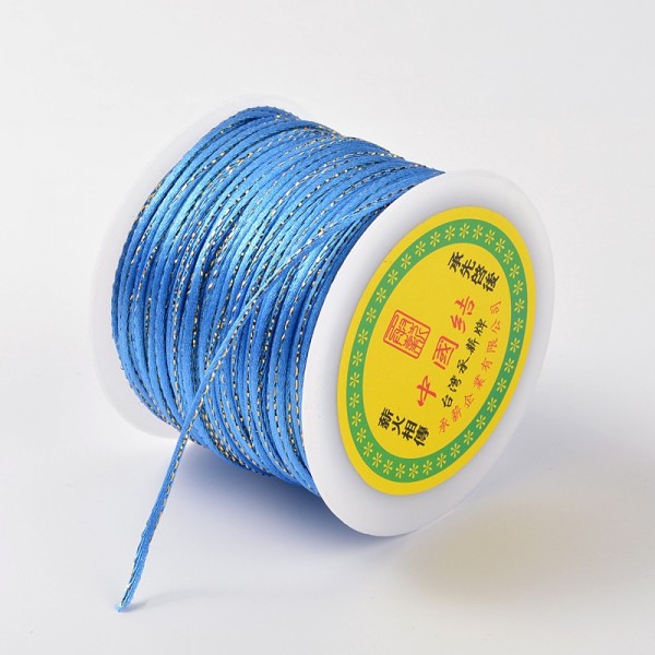 Cordon polyester 2 mm bleu et doré x 1 m - Photo n°1