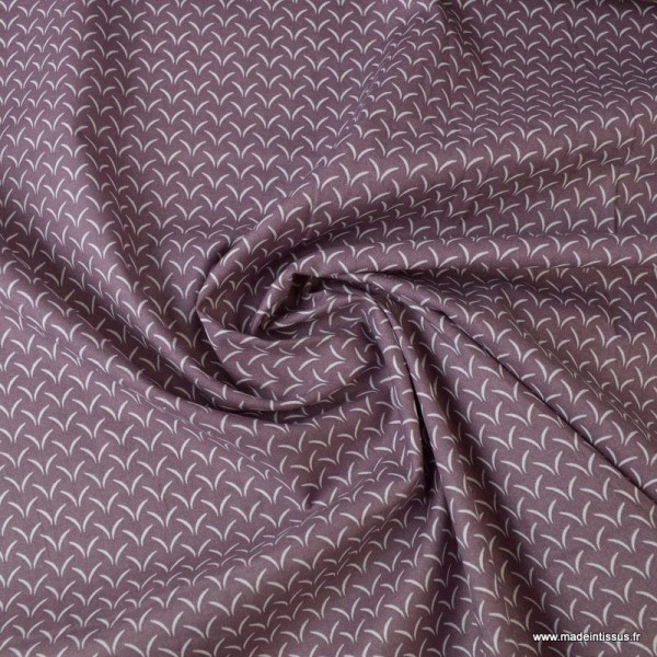 Tissu coton motifs cils Lie de vin - Oeko tex - Photo n°3