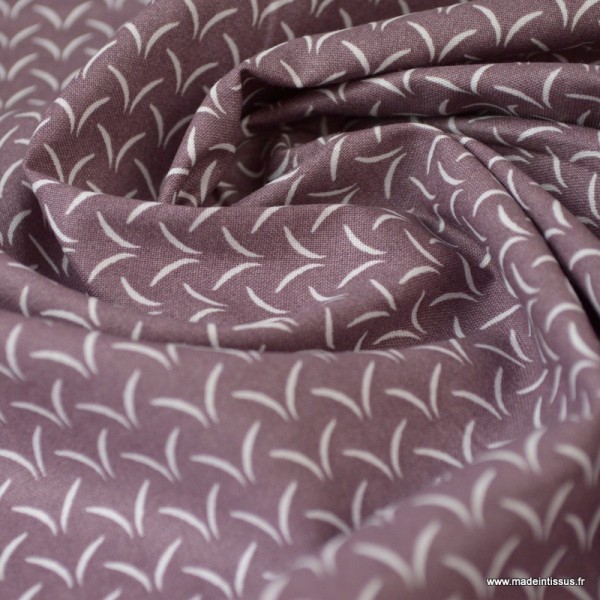 Tissu coton motifs cils Lie de vin - Oeko tex - Photo n°1