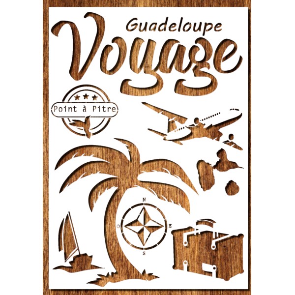 Pochoir A4 (21 x 29,7 cm) en plastique Mylar Voyage Guadeloupe - Photo n°1