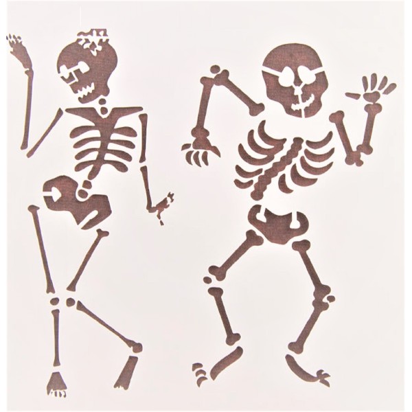 POCHOIR PLASTIQUE 13*13cm : squelette qui danse - Photo n°1
