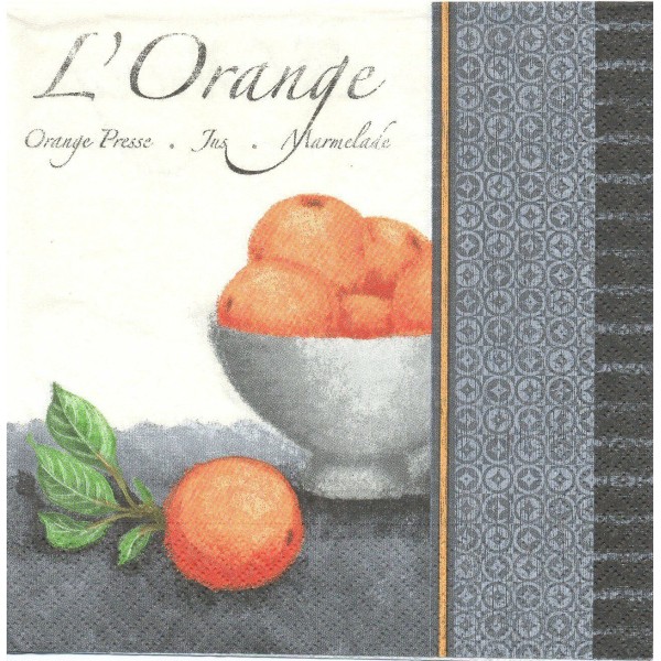 4 Serviettes en papier Fruit Orange Format Lunch Decoupage Decopatch 20884 Paper+Design - Photo n°1