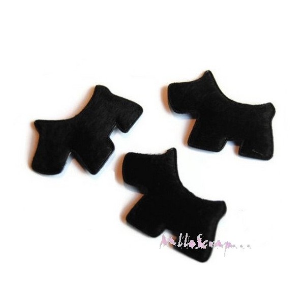 Appliques chiens tissu aspect fourrure noir - 5 pièces - Photo n°1