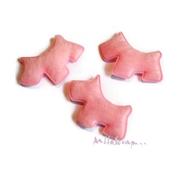 Appliques chiens tissu aspect fourrure rose clair - 5 pièces - Photo n°1