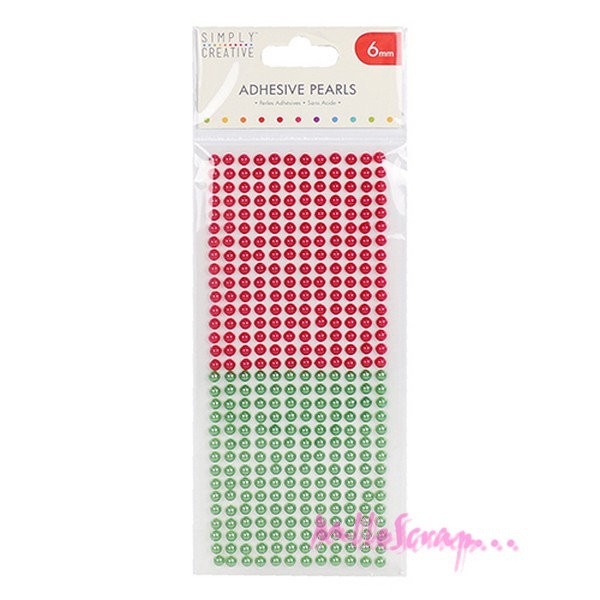 Demi-perles autocollantes Simply Creative rouge, vert - 372 pièces - Photo n°1