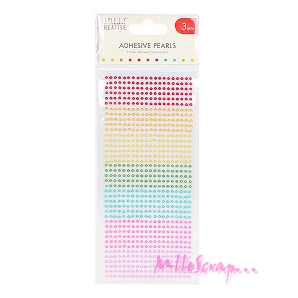 Demi-perles autocollantes Simply Creative multicolore - 800 pièces - Photo n°1