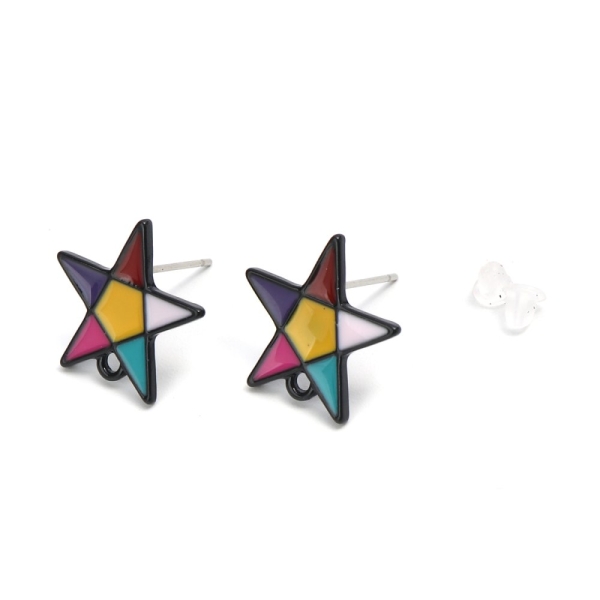 1 Paire clous d'oreilles en formes d’étoile multicolores - boucles d'oreilles - Photo n°1