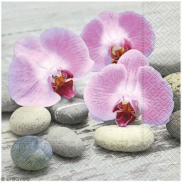 Serviette en papier - Orchidée violette - 33 x 33 cm - 20 pcs - Photo n°1