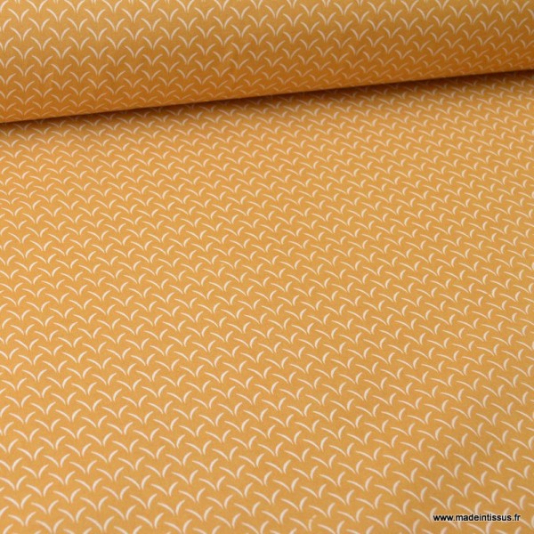 Tissu coton motifs cils Ambre - Oeko tex - Photo n°1