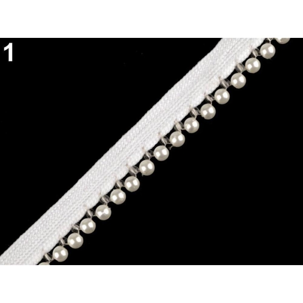 9m Blanc Vêtements Tresse de coupe Avec des Perles de Largeur 17mm, de Biais, le Biais de l'Insertio - Photo n°2