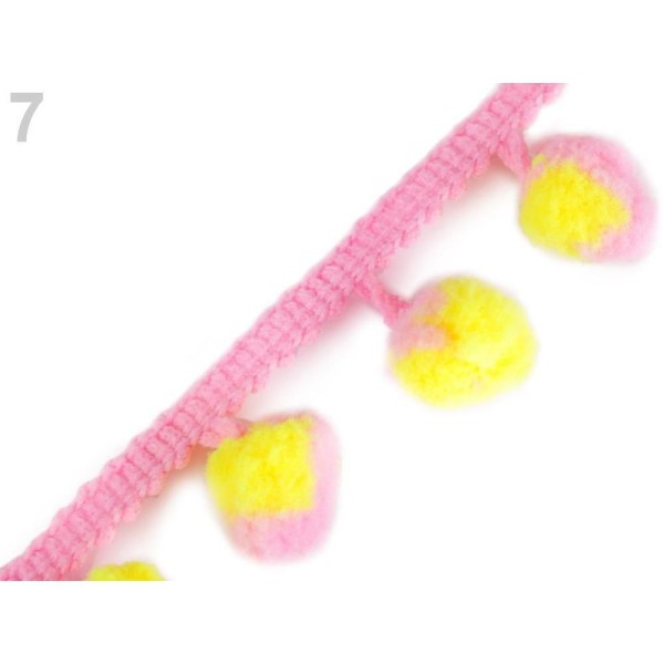 18m de Lumière Rose, Jaune, Multicolore Pom Pom Parage Largeur 25 mm, Sac de Charmes, de la Chambre - Photo n°2