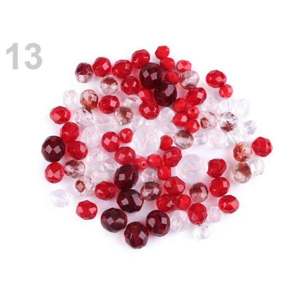 50g Rouge Transparent Feu Mixte, Poli Rumsh Perles de Verre 2e Qualité - Photo n°1