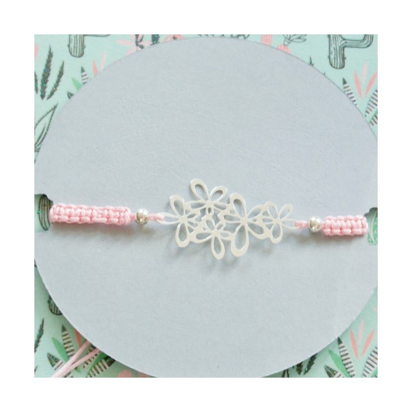 Kit bracelet tressé fleur argentée Fil Rose - Photo n°3