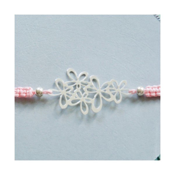 Kit bracelet tressé fleur argentée Fil Rose - Photo n°5