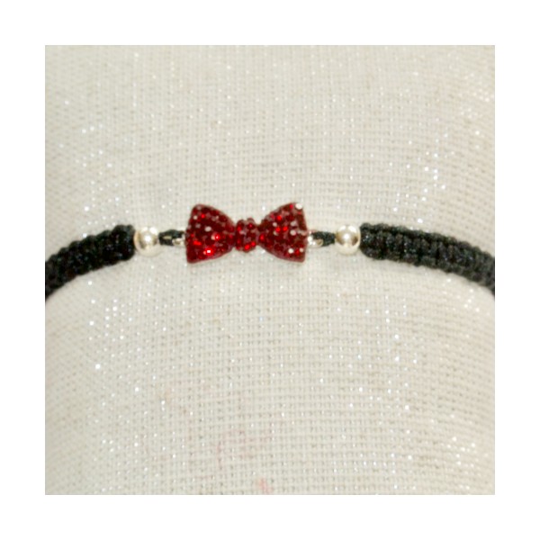 Kit bracelet tressé noeud rouge et fil noir - Photo n°2