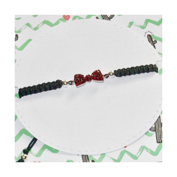 Kit bracelet tressé noeud rouge et fil noir - Photo n°1