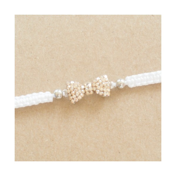 Kit bracelet tressé noeud champagne et fil blanc - Photo n°1
