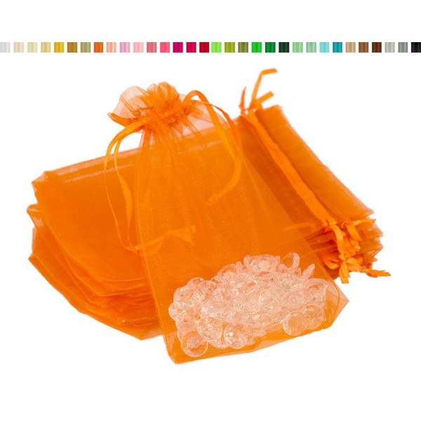 Lot de10 sacs en organza a nouer 7x9 cm pour bijoux orange - Photo n°1