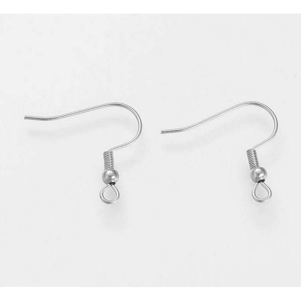 30 CROCHETS boucles d'oreilles argente 20 mm ACIER INOXYDABLE 304 - Livraison gratuite - Perles - Photo n°2