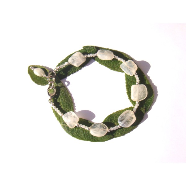 Bracelet perles Pierre de Lune Arc en Ciel 18 CM à 19,5 CM de poignet - Photo n°2