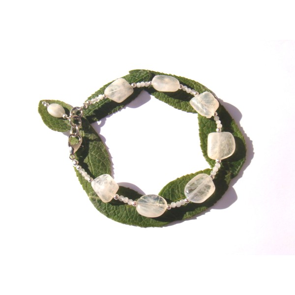 Bracelet perles Pierre de Lune Arc en Ciel 18 CM à 19,5 CM de poignet - Photo n°1