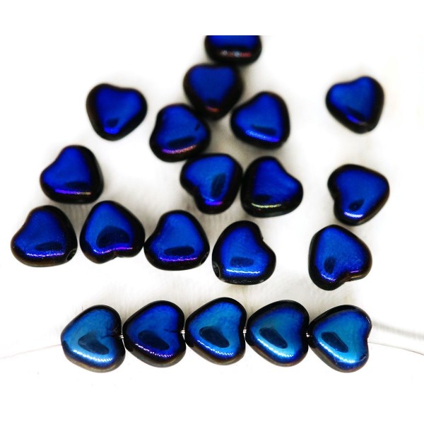 40pcs Opaque Jet Noir Bleu Azur de la Moitié de l'Éclat de Petite Valentine de Mariage de Coeur de P - Photo n°1