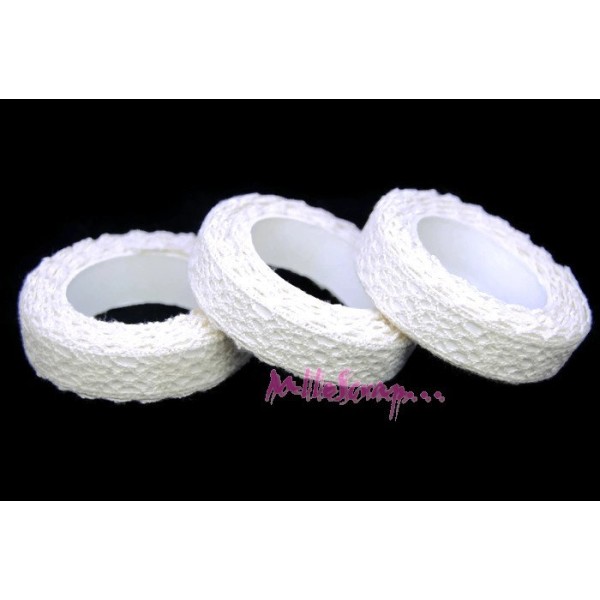 Masking tape tissu dentelle blanc - rouleau de 2,5 m - Photo n°1