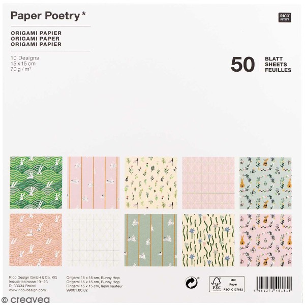 Papier origami 15 x 15 cm - Pâques - 50 feuilles - Photo n°1